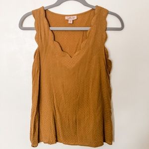 Mustard scalloped blouse